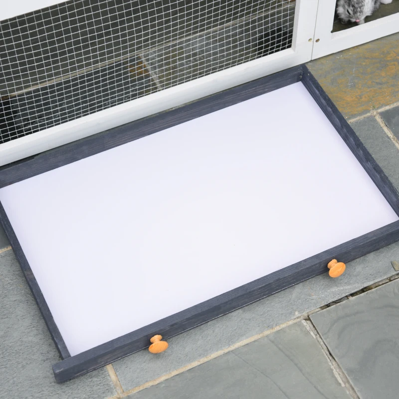 PawHut 2-Story Large Wooden Pet House Rabbit Hutch Bunny Cage Small Animal Habitat with Ramps Droppng Tray Lockable Doors Large Run Area Asphalt Roof for Outdoor Use