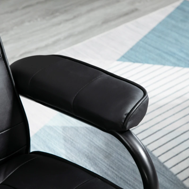 HOMCOM Poltrona de Massagem Elétrica com Banco para Apoiar os Pés Poltrona Relax Giratório Reclinável em até 145° com Controle Remoto e 10 Zonas de Massagem Estofado em PU 77x84x95cm Preto