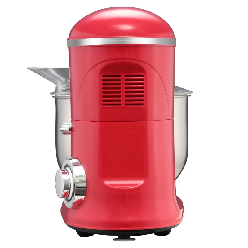 HOMCOM Batedeira para Sobremesa Profissional 1200W Batedeira de Cozinha com 6 Velocidades Taça de Aço Inoxidável de 5,5L e 3 Acessórios Incluidos 37x23x37cm Vermelho