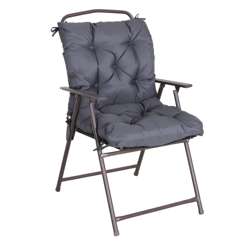 Outsunny Set of 2 Garden Chair Cushions Comfortable Seat Pad with Backrest for Sunbeds, Rocking Chairs, Loungers for Outdoor & Indoor Use