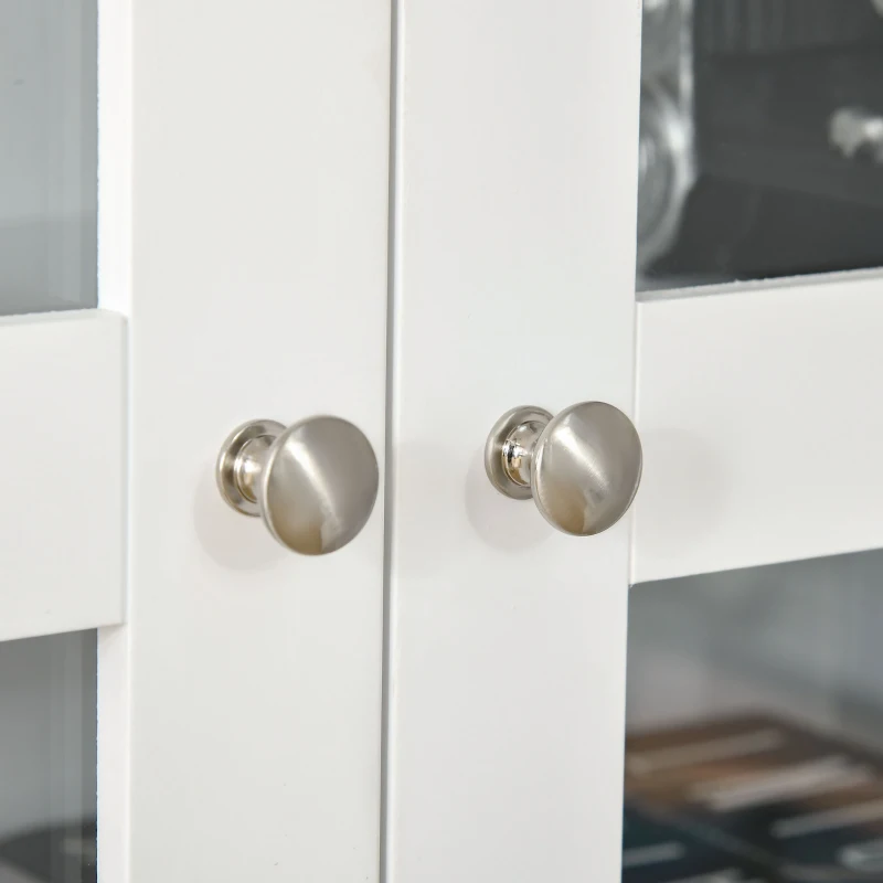 HOMCOM Modern Bookcase with Glass Doors, Display Storage Cabinet with Adjustable Shelves for Living Room, Study, Office, White