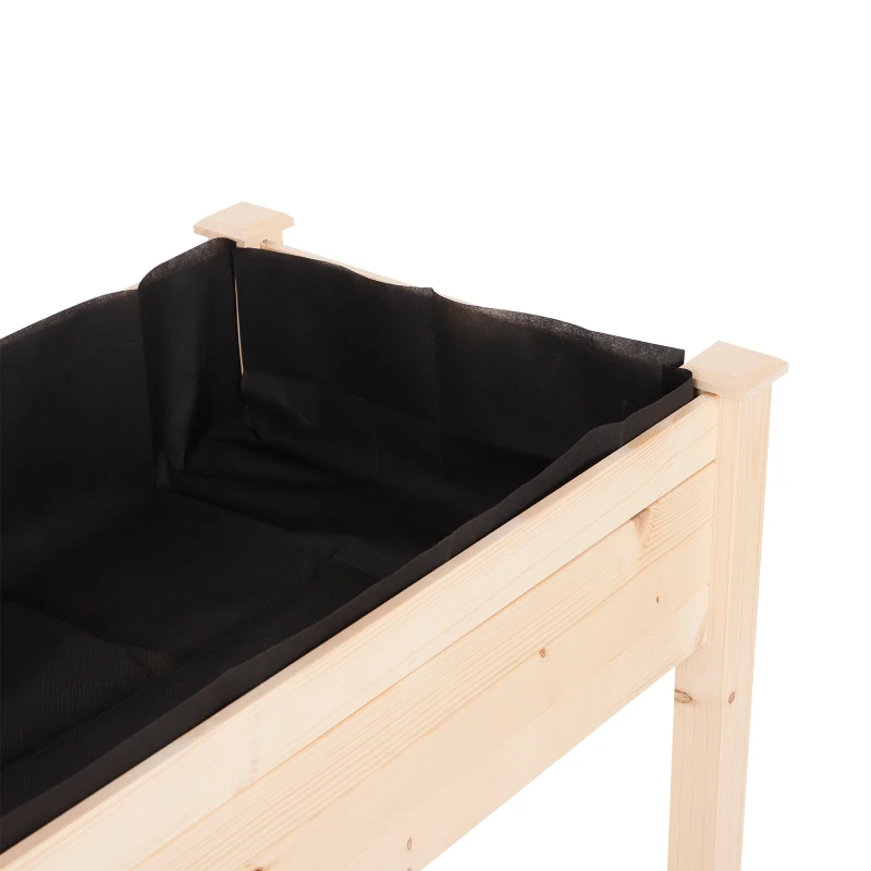 Outsunny Garden Wooden Planters， Non-Woven Fabric, Rectangular Raised Bed,Fir Wood，Indoor/Outdoor, 122.5Lx56.5Wx76H cm
