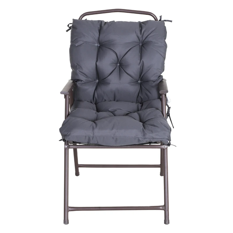 Outsunny Set of 2 Garden Chair Cushions Comfortable Seat Pad with Backrest for Sunbeds, Rocking Chairs, Loungers for Outdoor & Indoor Use