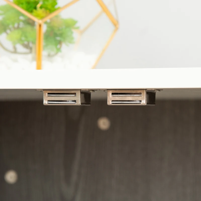 PawHut Dog Crate Wooden Pet Kennel Cage End Table w/ Lockable Door for Small Medium Dog Grey & White 85 x 55 x 75 cm