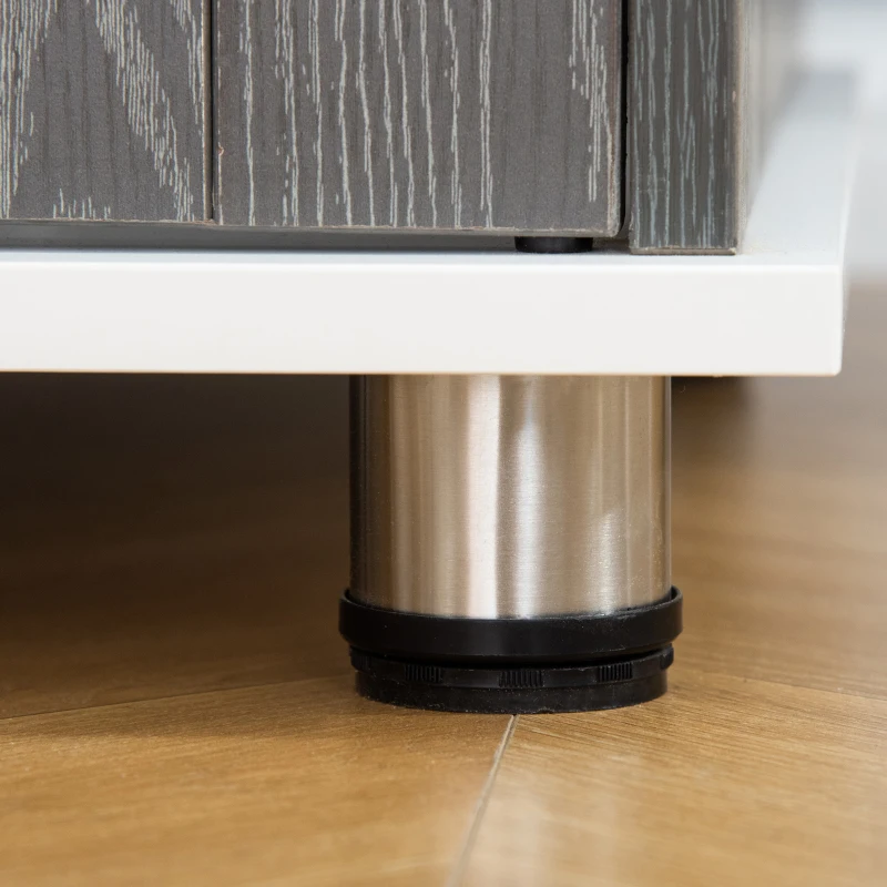 PawHut Dog Crate Wooden Pet Kennel Cage End Table w/ Lockable Door for Small Medium Dog Grey & White 85 x 55 x 75 cm