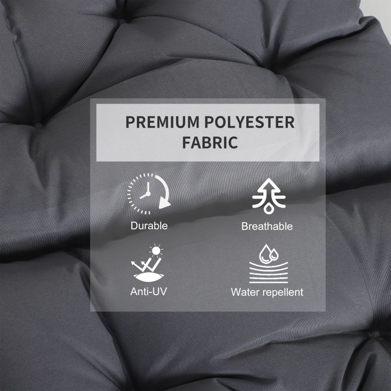 Outsunny Set of 2 Garden Chair Cushions Comfortable Seat Pad with Backrest for Sunbeds, Rocking Chairs, Loungers for Outdoor & Indoor Use