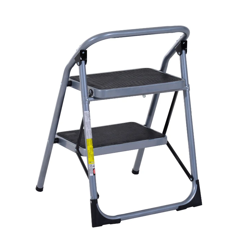 HOMCOM Escalera Plegable de Acero Taburete Escabel Base Antideslizante Tijera 2 Modelos (2 Peldaños)