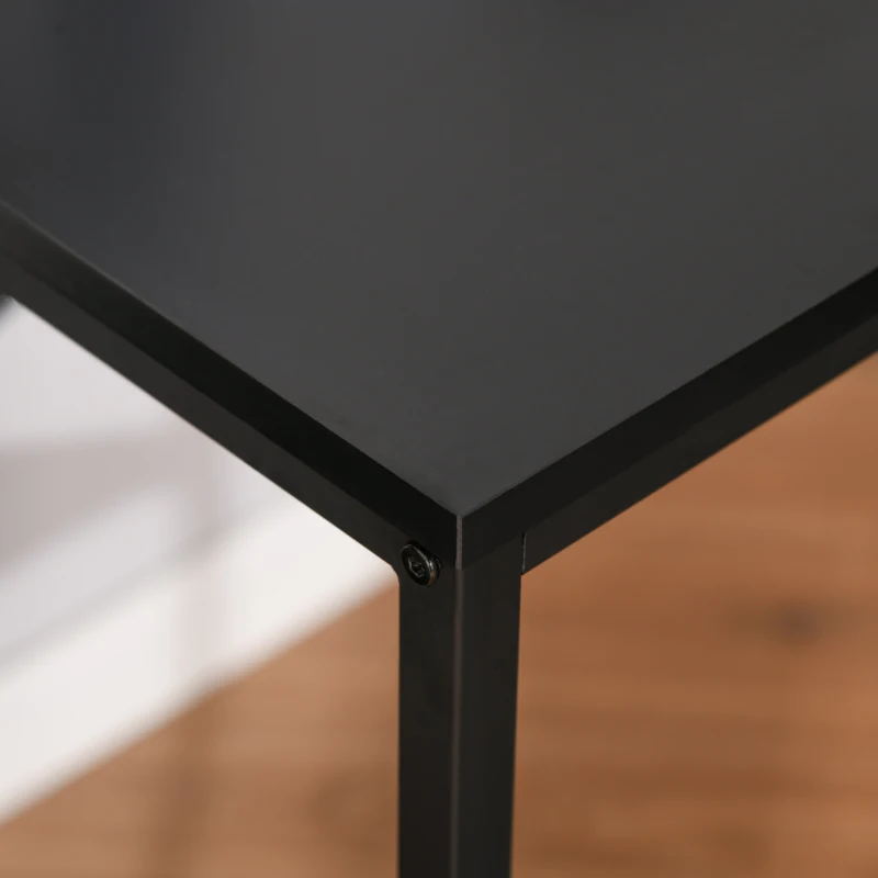 HOMCOM Bureau Design Industriel Rangement intégré châssis métal Noir Grand Plateau MDF Bicolore Noir et boisé