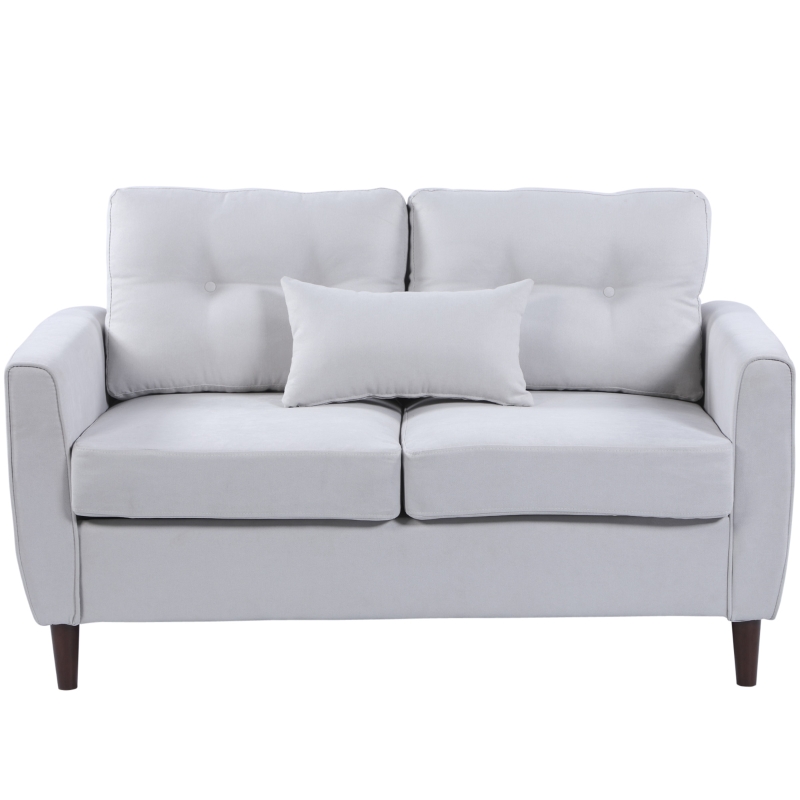 Canapé 2 places grand confort coussin déco. Inclus tissu lin gris clair