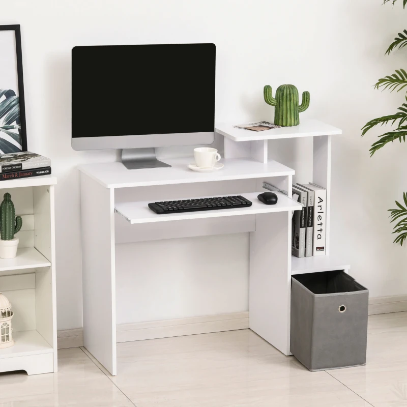 HOMCOM Computer Desk with Sliding Keyboard Tray Storage Drawer Shelf Home Office Workstation