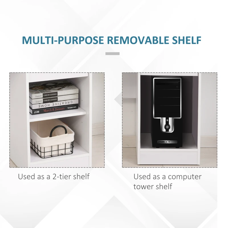 HOMCOM Modern Wooden Computer Desk Workstation with Keyboard Tray, Drawer & Monitor Stand for Home Office, Study