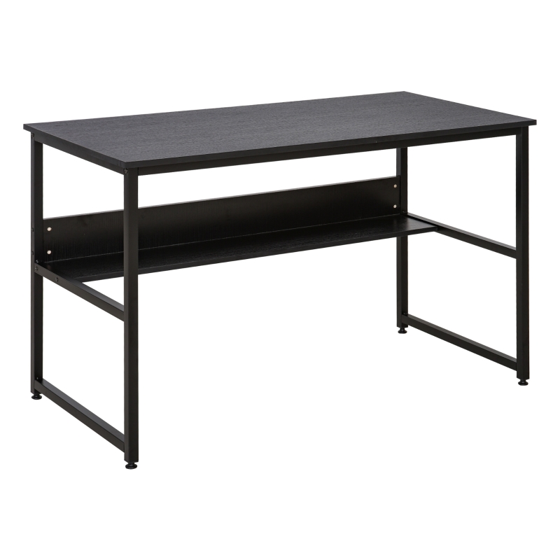 HOMCOM Computer Desk w/ Storage Shelf Adjustable Feet Metal Frame Home Office Laptop Study Writing Workstation Table Black
