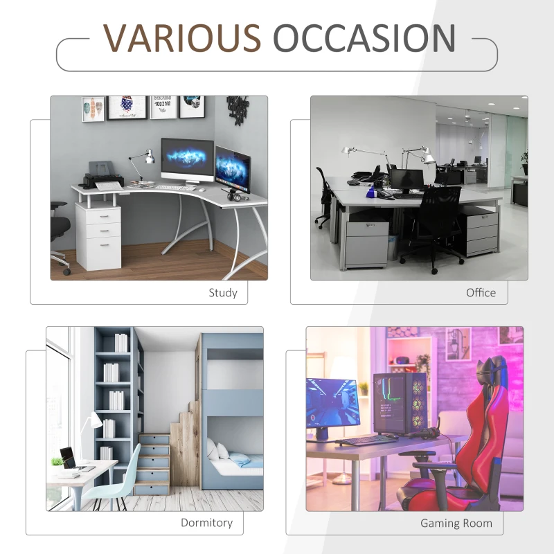 HOMCOM L-Shape Computer Desk-White