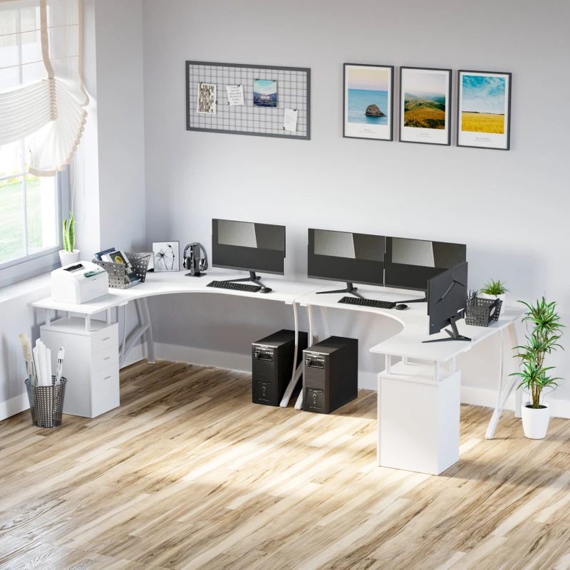 HOMCOM L-Shape Computer Desk-White
