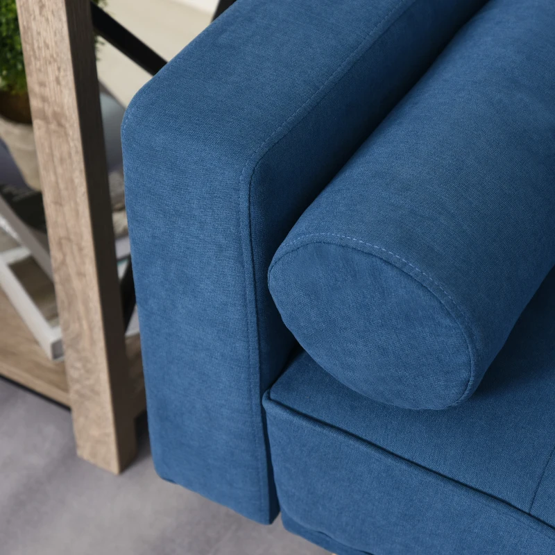 HOMCOM Canapé Convertible 3 Places Design scandinave Dossier inclinable 3 Positions Pieds Bois Tissu Lin Bleu