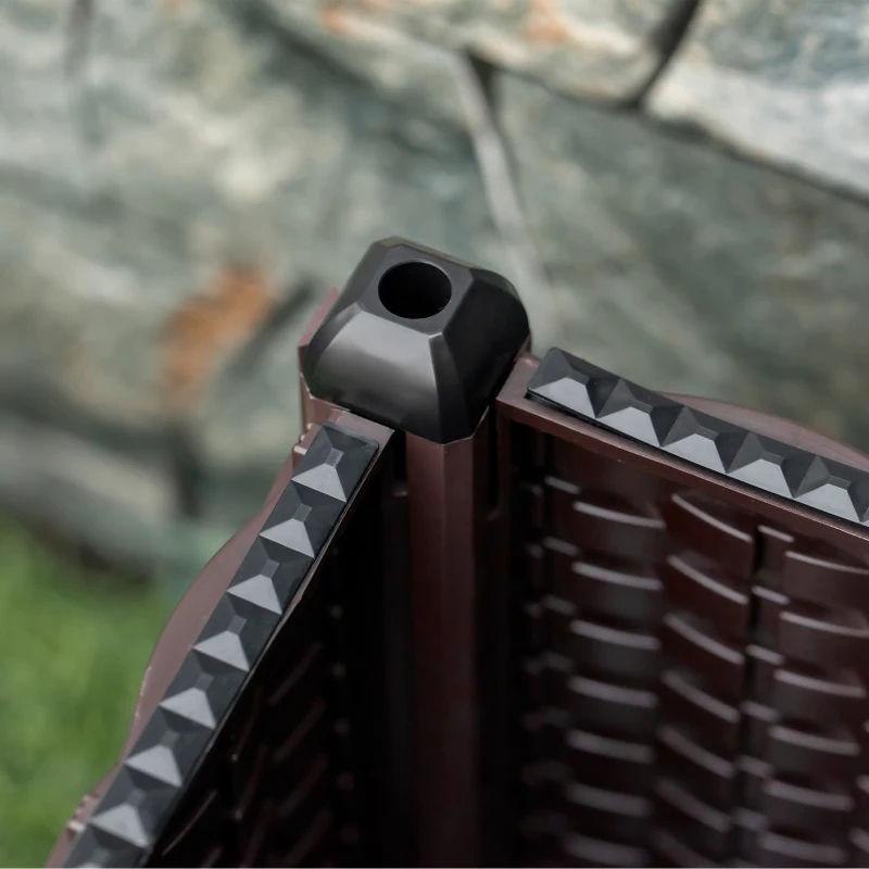 Outsunny Floreira de Plástico Quadrada com 4 Rodas Floreira de Jardim com Orifícios de Drenagem para Cultivo de Plantas em Exterior Pátio Terraço 40x40x31,5cm Marrom