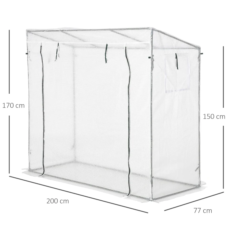 Outsunny 200x77x170cm Walk-in Garden Greenhouse Patio Hot House with Durable Steel Frame Outdoor Tomato Plant House