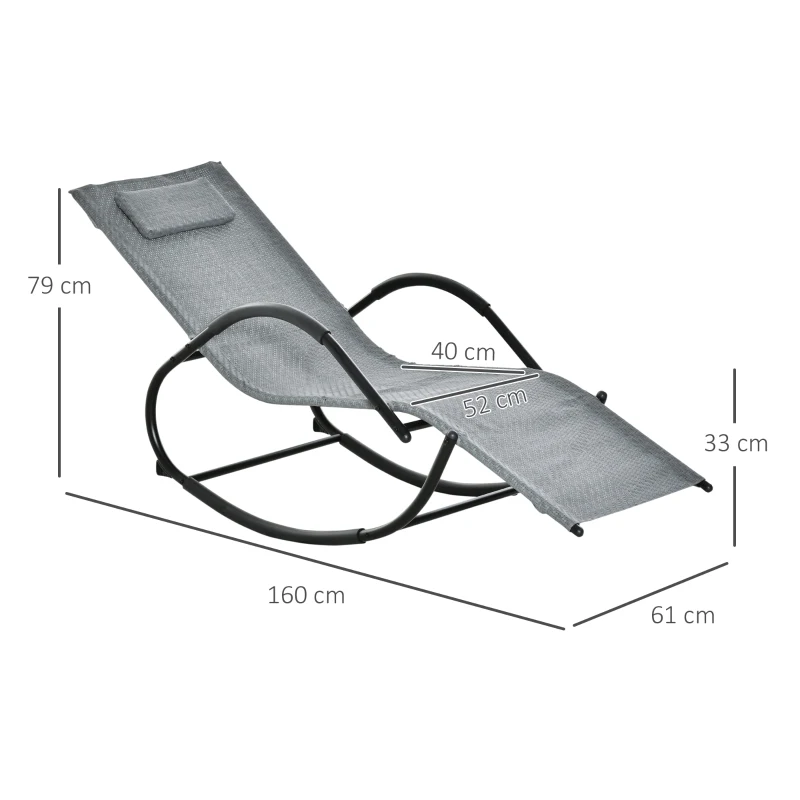 Outsunny Espreguiçadeira de Balanço de Exterior para Jardim Terraço Pátio Carga Máxima 160Kg 61x160x79 cm Cinza