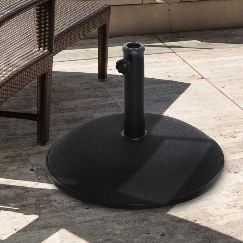 Outsunny 25kgs Round Parasol Base Concrete Umbrella Weight Stand Patio Outdoor Black Dia 49cm