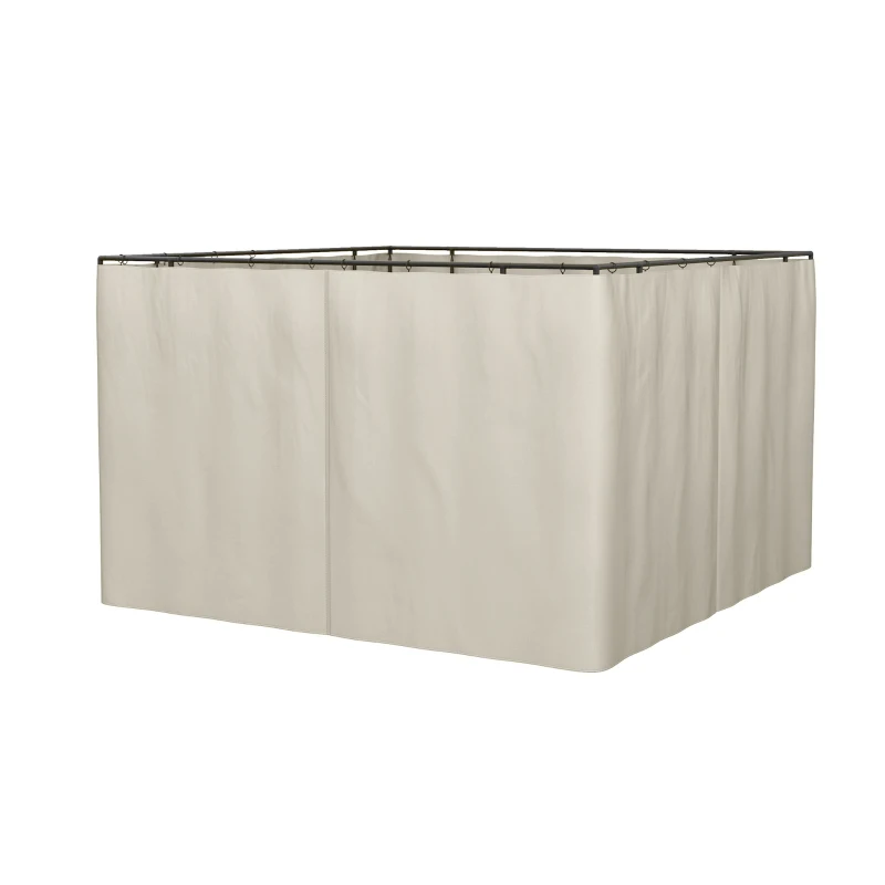 Outsunny Replacement Gazebo Curtains - 4-Panel Gazebo Side Panels Only, for 3 x 3 M Gazebos or Pergolas, Hooks/C-Rings Included, Beige
