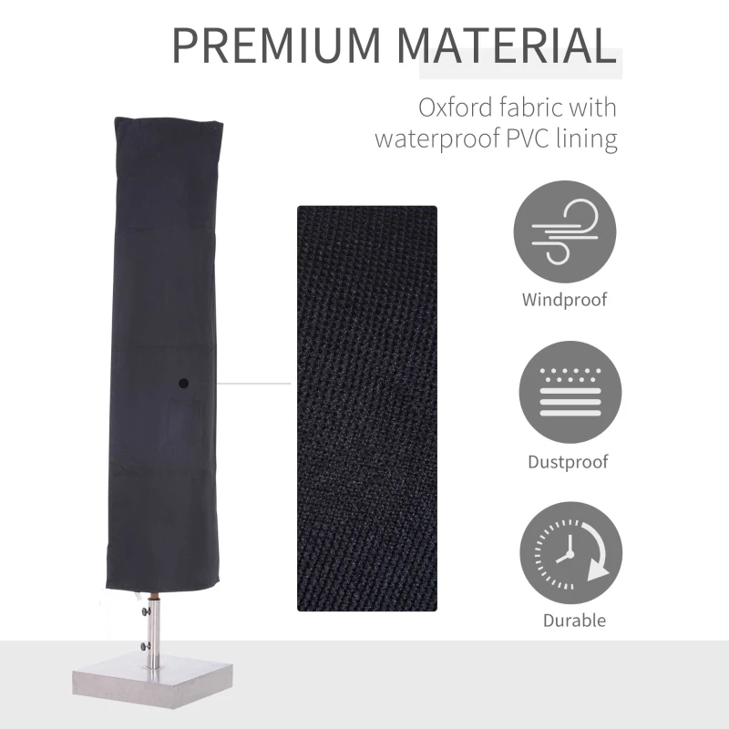 Outsunny Garden Parasol Cover Waterproof Outdoor Cantilever Banana Umbrella Protector 420D Oxford Fabric 200CM