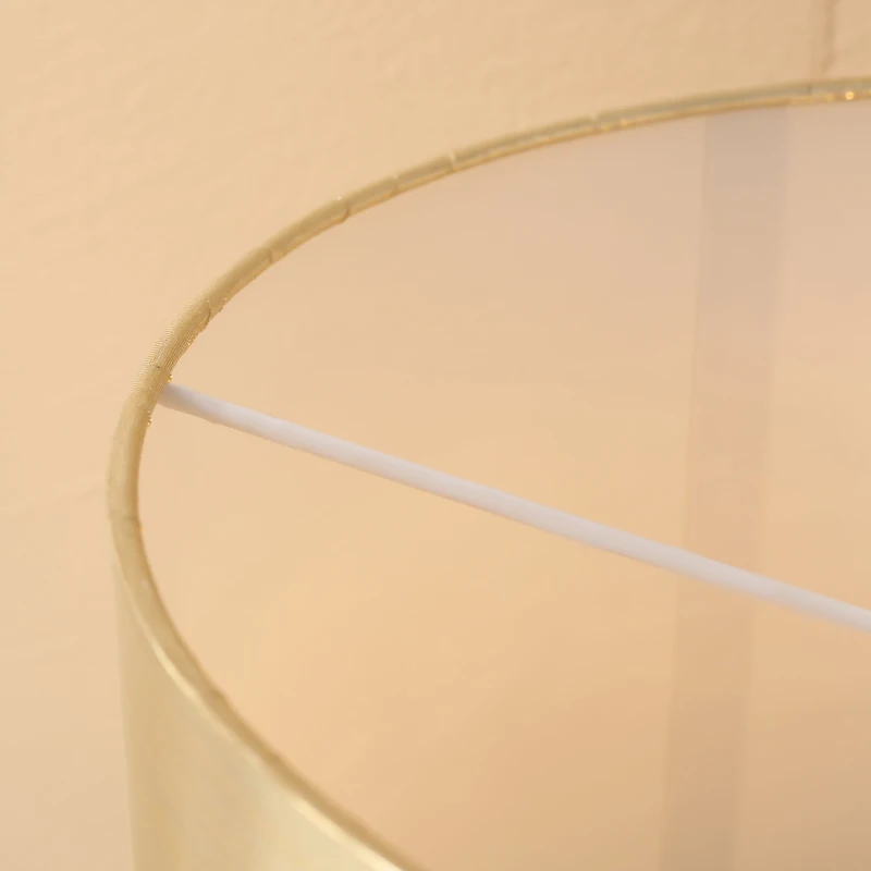 HOMCOM Candeeiro de Pé com Ecrã Suspenso de Tecido Suporte para Lâmpada E27 Máx 40W Base de Madeira e Interruptor de Pé para Sala de Estar Dormitório 48x32x152cm Dourado