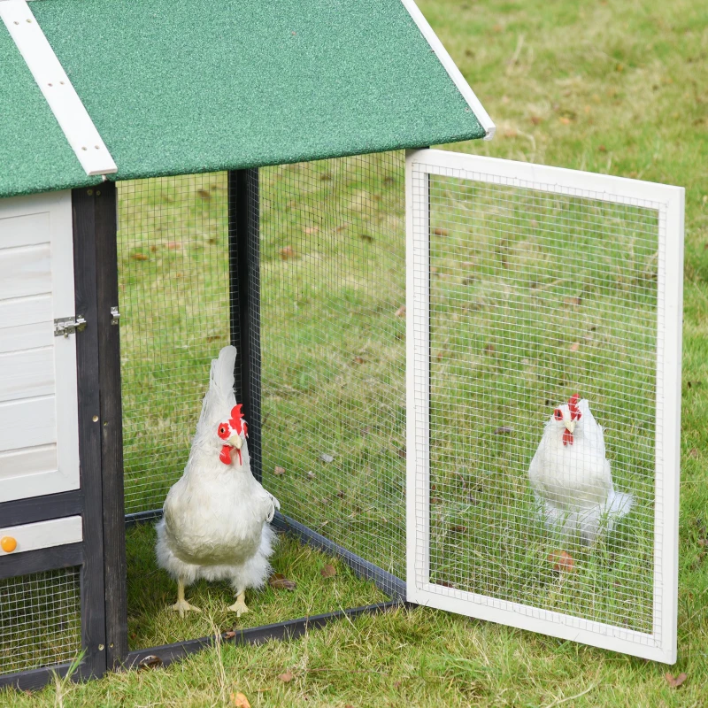 PawHut Galinheiro de Madeira Exterior Gaiola para Galinhas com Caixa Ninho Teto Asfáltico Bandeja Removível Janela e Rampa 170x81x110cm Cinza