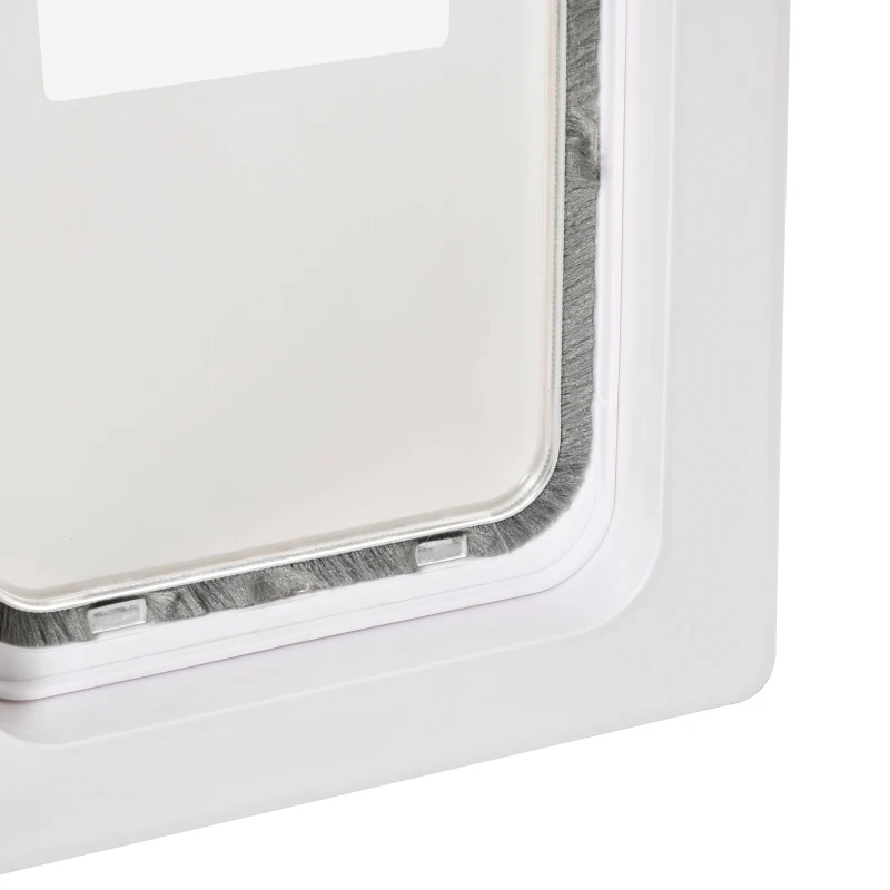 PawHut Porta para Cães e Gatos com Fechadura Magnética 2 Vias de Sistema de Bloqueio Porta para Animais de Estimação para Entrada e Saída Fácil de Instalar 31,5x5,5x39cm  Branco