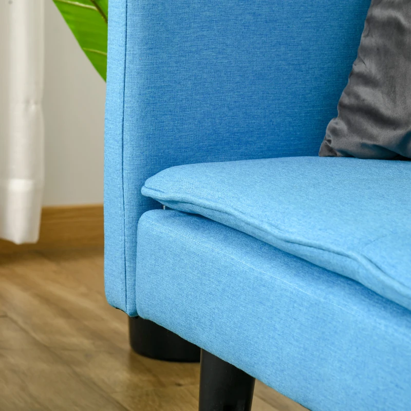 HOMCOM Sofá Cama de 3 Lugares Estofado em Tecido com Encosto Ajustável em 3 Posições e Pés de Madeira Sofá Moderno para Sala de Estar Escritório 198x81x81cm Azul
