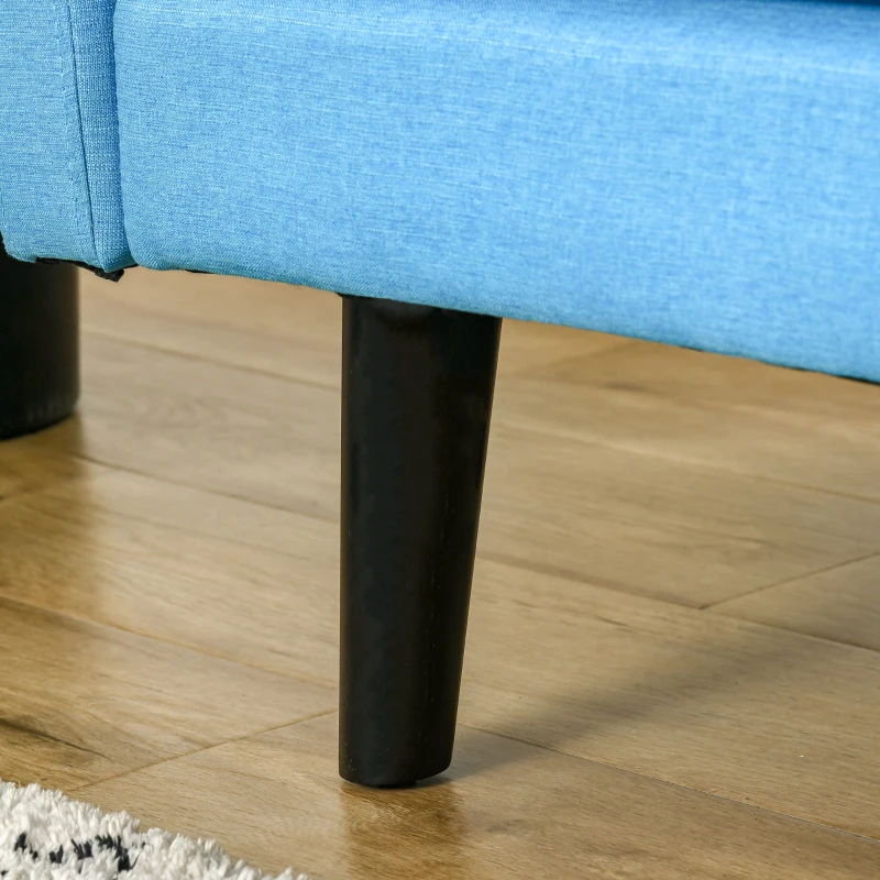 HOMCOM Sofá Cama de 3 Lugares Estofado em Tecido com Encosto Ajustável em 3 Posições e Pés de Madeira Sofá Moderno para Sala de Estar Escritório 198x81x81cm Azul