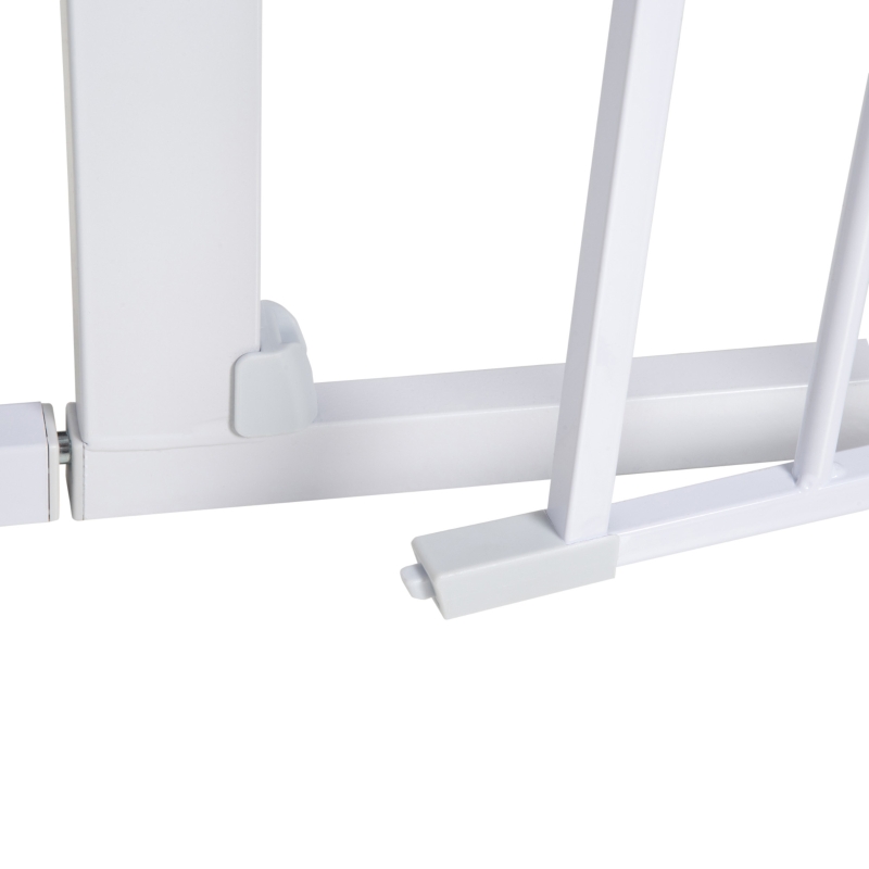 PawHut Barreira de Segurança para Cães Animais de Estimação 75-96cm para Escadas Portas e Corredores com Fechamento Automático Altura 76cm Branco