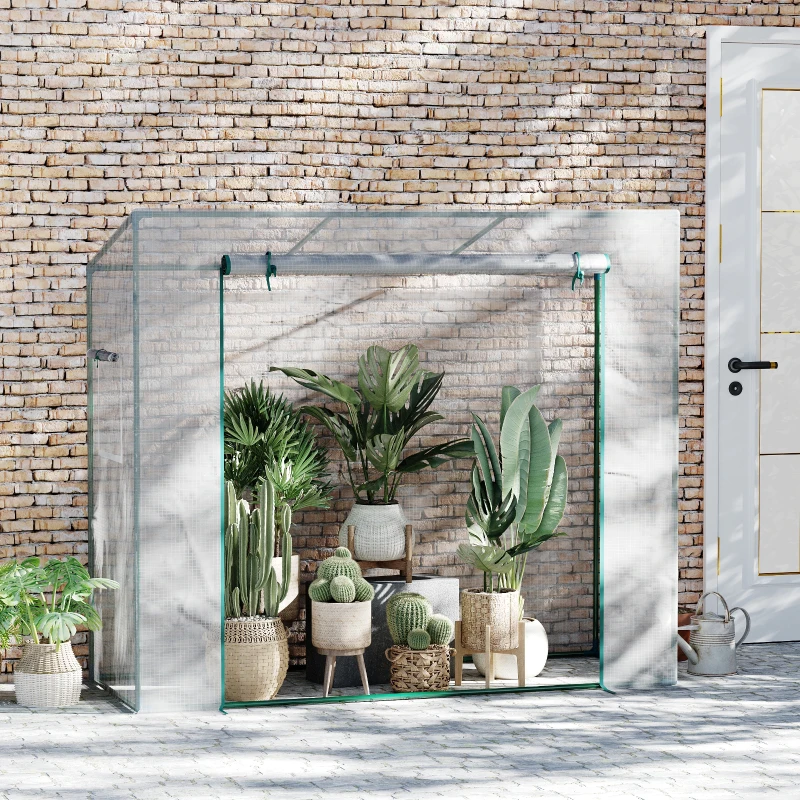 Outsunny 200x77x170cm Walk-in Garden Greenhouse Patio Hot House with Durable Steel Frame Outdoor Tomato Plant House