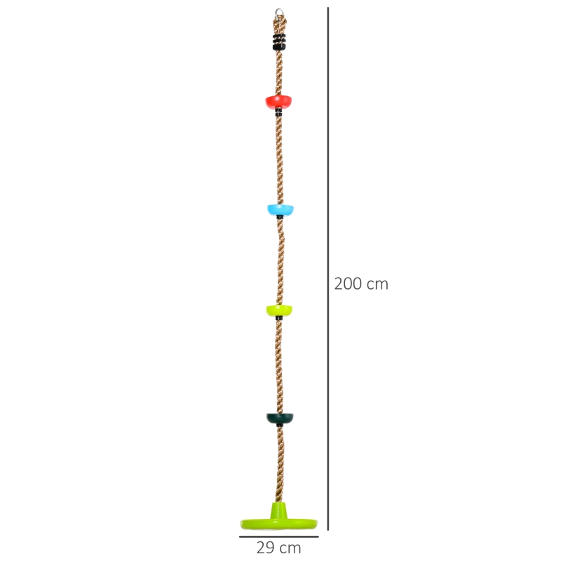 HOMCOM Kids Climbing Rope Tree Swing Disc Swing Seat Outdoor Playground Backyard Hanging Rope Playset for Ages 3-12