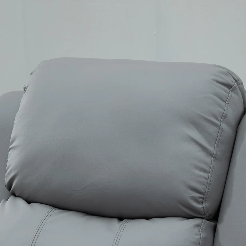 HOMCOM Poltrona Relax Levanta Pessoas com Controle Remoto Reclinação Elétrica de 160° Apoio para os Pés Encosto Estofado em PU e Bolsos Laterais 76x90x105cm Cinza
