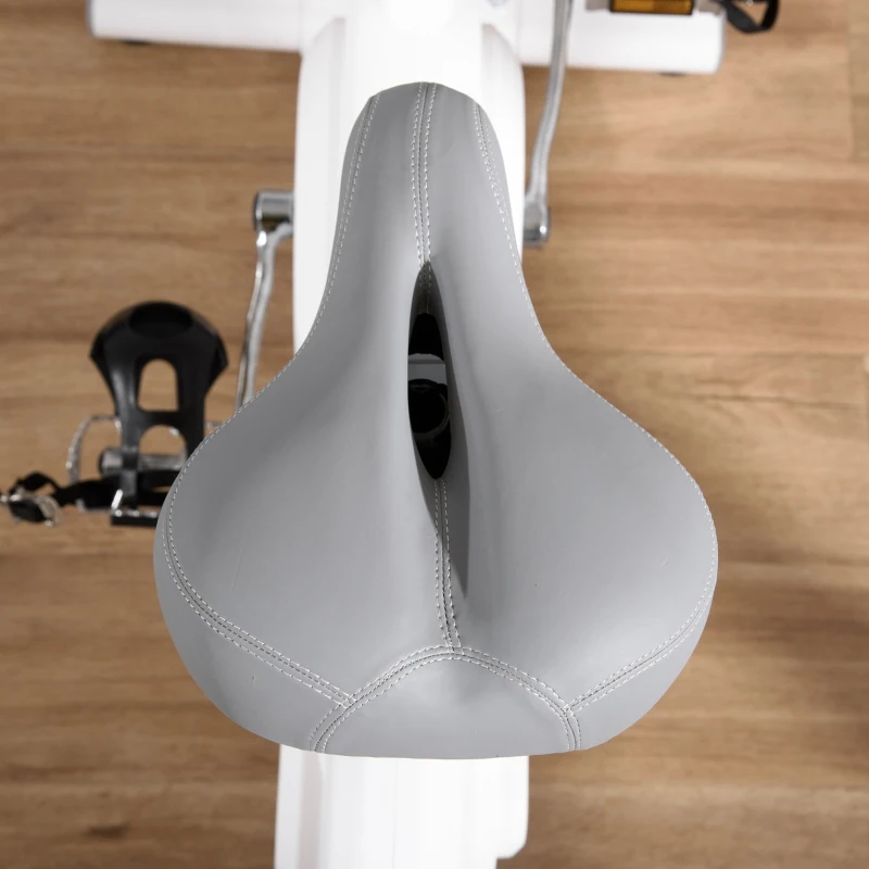 HOMCOM Bicicleta Estática com Volante de Inércia de 8 kg Bicicleta Estática com Assento e Guiador Ajustáveis em Altura Tela LCD Pulsômetro e Rodas para Casa 125x50x98-107cm Branco