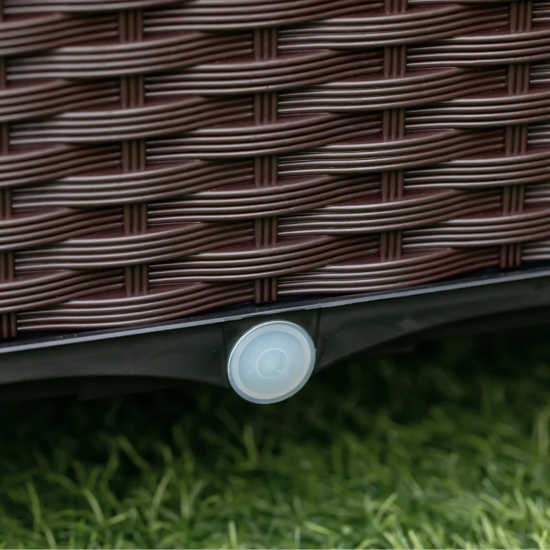 Outsunny Floreira de Plástico Quadrada com 4 Rodas Floreira de Jardim com Orifícios de Drenagem para Cultivo de Plantas em Exterior Pátio Terraço 40x40x31,5cm Marrom