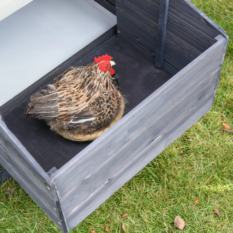 PawHut Galinheiro de Madeira Exterior Gaiola para Galinhas com Caixa Ninho Teto Asfáltico Bandeja Removível Janela e Rampa 170x81x110cm Cinza