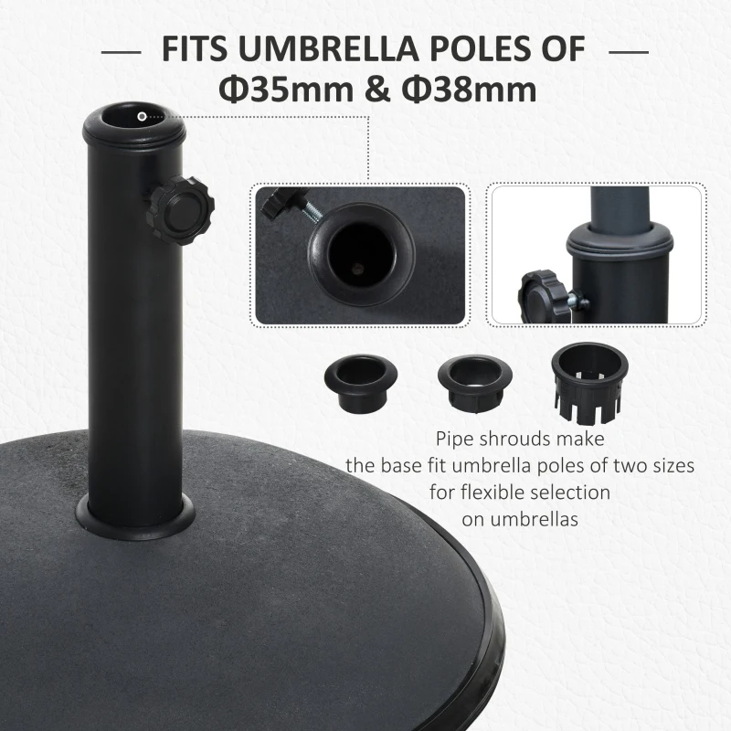 Outsunny Heavy Duty Cement Parasol Umbrella Base, 20kg Patio Stand, Garden Outdoor Shade Holder, Round