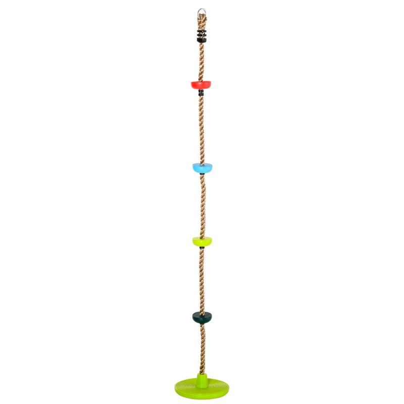 HOMCOM Multicolor Kid Climbing Rope Disc Swings Seat Set with Platforms Outdoor Toys Playset for Playground Backyard
