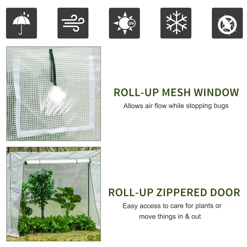 Outsunny 200x77x170cm Walk-in Garden Greenhouse Patio Hot House with Durable Steel Frame Outdoor Tomato Plant House