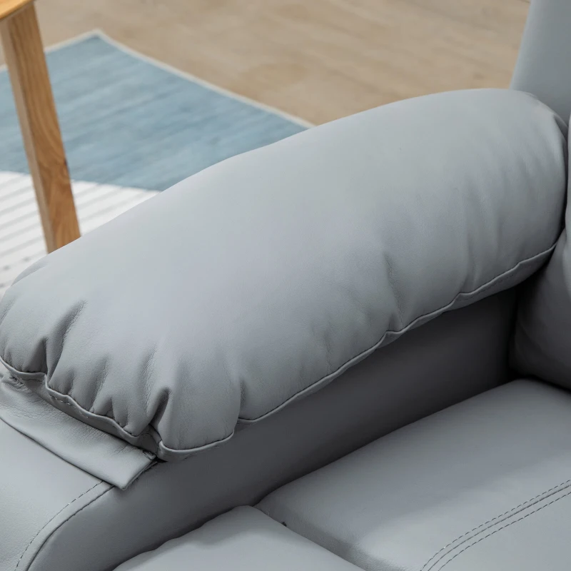 HOMCOM Poltrona Relax Levanta Pessoas com Controle Remoto Reclinação Elétrica de 160° Apoio para os Pés Encosto Estofado em PU e Bolsos Laterais 76x90x105cm Cinza