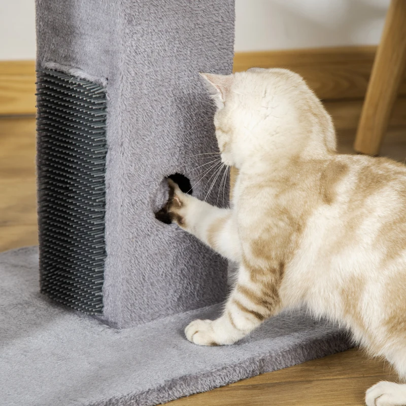 PawHut Cat Scratching Post 79cm Jute Scratcher Climber w/ Carpet Base Dangling Toy – Grey