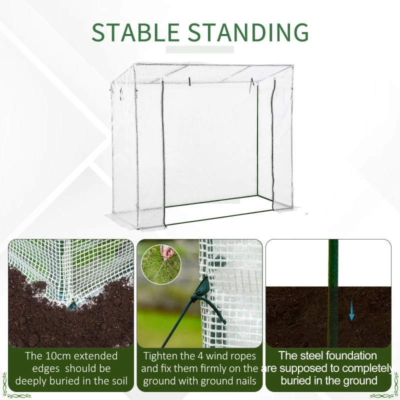 Outsunny 200x77x170cm Walk-in Garden Greenhouse Patio Hot House with Durable Steel Frame Outdoor Tomato Plant House