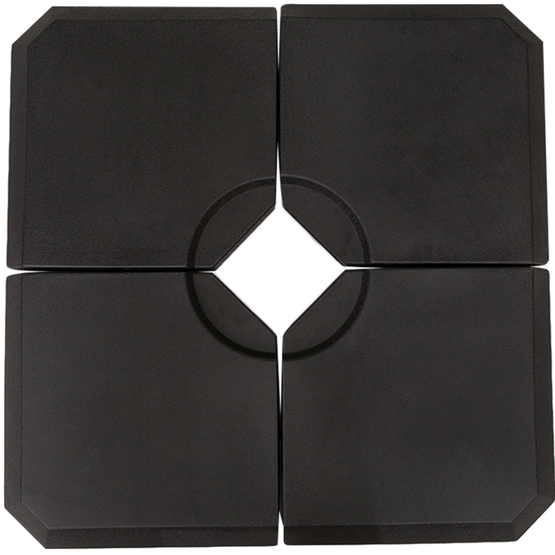 Outsunny 4 PCs Square Portable Sand or Water Fillable Parasol Base Cross Stand Umbrella Weights Holder Cantilever Patio Garden Outdoor, Black