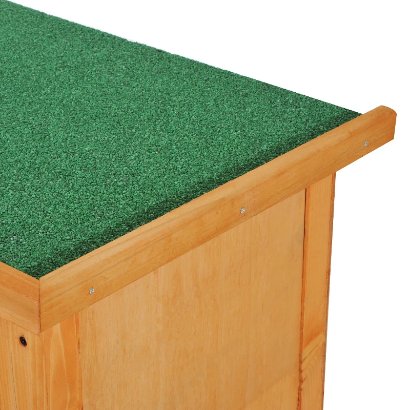 PawHut Coelheira de Madeira Exterior de 2 Níveis Gaiola para 1-2 Coelhos Animais Pequenos com Teto Asfáltico Dobrável e 2 Bandejas Removíveis 90x45x90cm Madeira