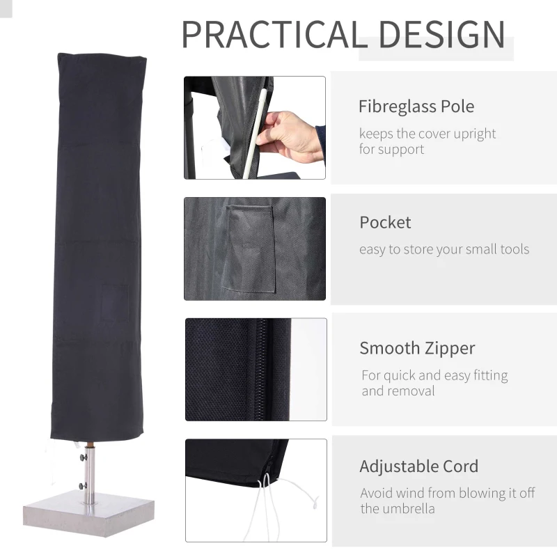 Outsunny Garden Parasol Cover Waterproof Outdoor Cantilever Banana Umbrella Protector 420D Oxford Fabric 200CM