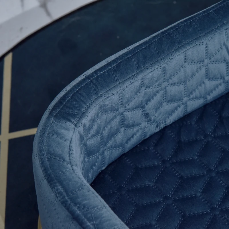 PawHut Pet Sofa Dog Bed Couch Cat Kitten Sponge Removable Cushion Lounge Metal Stand Elegant Bed Seat Furniture Blue 63.5 x 43 x 24.5 cm