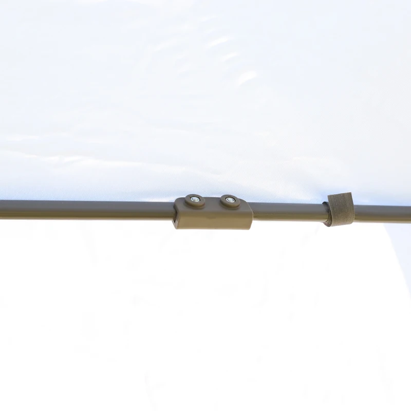 Outsunny Tenda Dobrável Exterior 4,05x3,4x2,85m com Altura Ajustável Pérgola de Jardim Hexagonal com Teto Duplo Mosquiteiras Removíveis e Bolsa de Transporte para Festas Bege
