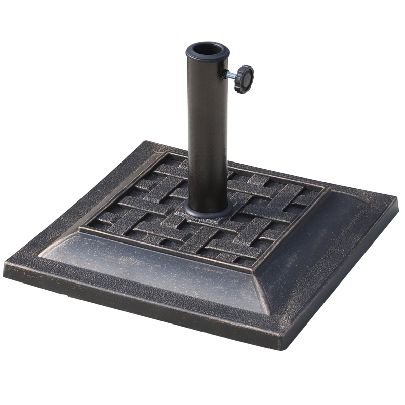Outsunny 9kg Parasol Base Garden Patio Square Umbrella Stand Colophony Base Adjustable Coupler – Bronze
