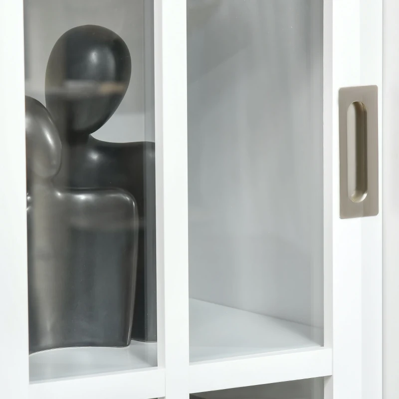 HOMCOM Estante para Livros Vitrine com 2 Portas Corredeiras Prateleiras Ajustáveis de Armazenamento Móvel Organizador para Escritório Sala de Estar Estúdio 80x40x121,7cm Branco